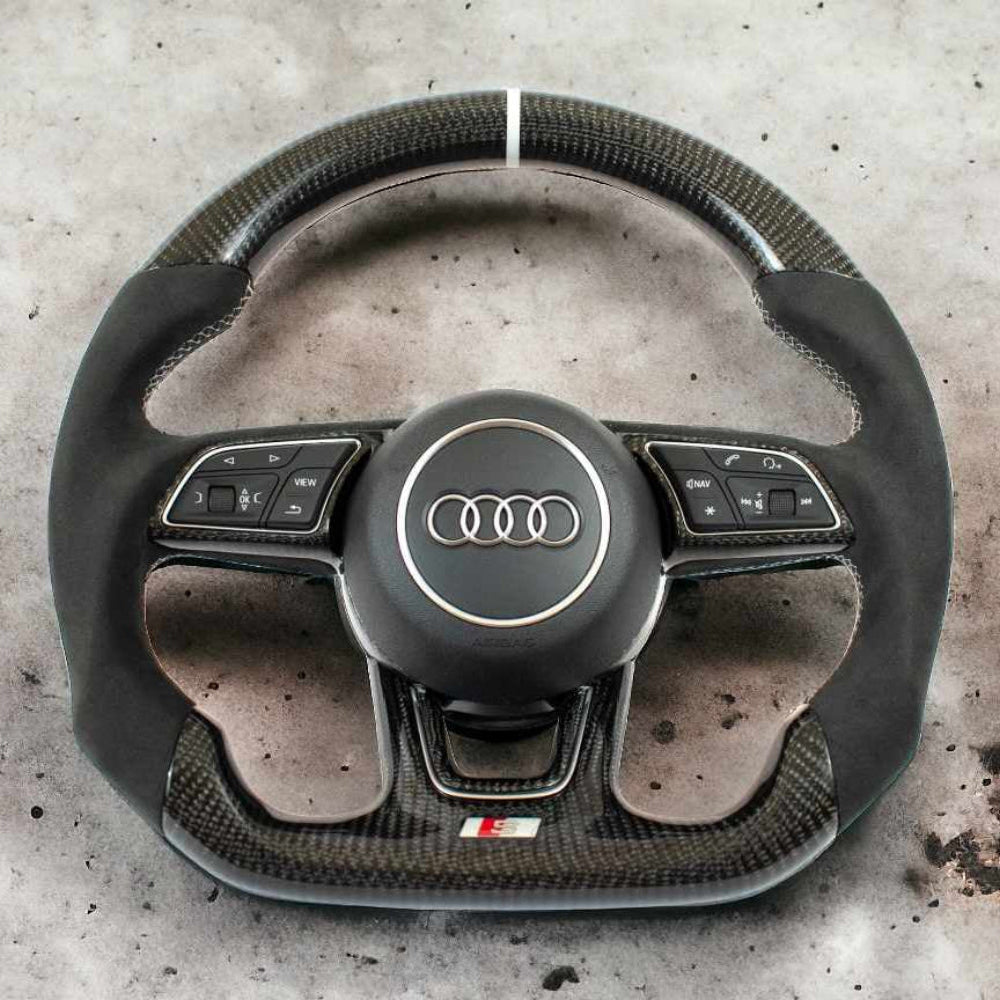 Audi A3 A4 A5 S3 S4 S5 B9 Carbon Fiber Alcantara Steering Wheel Base with S/RS Logo