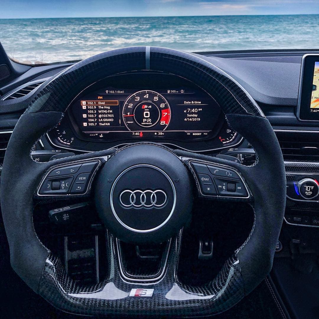 Audi A3 A4 A5 S3 S4 S5 B9 Carbon Fiber Alcantara Steering Wheel Base with S/RS Logo