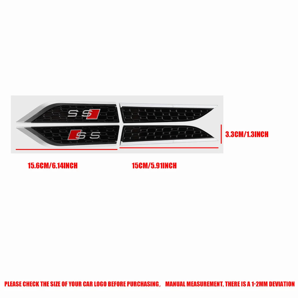 2pcs ABS Fender Emblem Stickers for Audi S-Line S5 RS5 A3 A4 A5 A6 A7