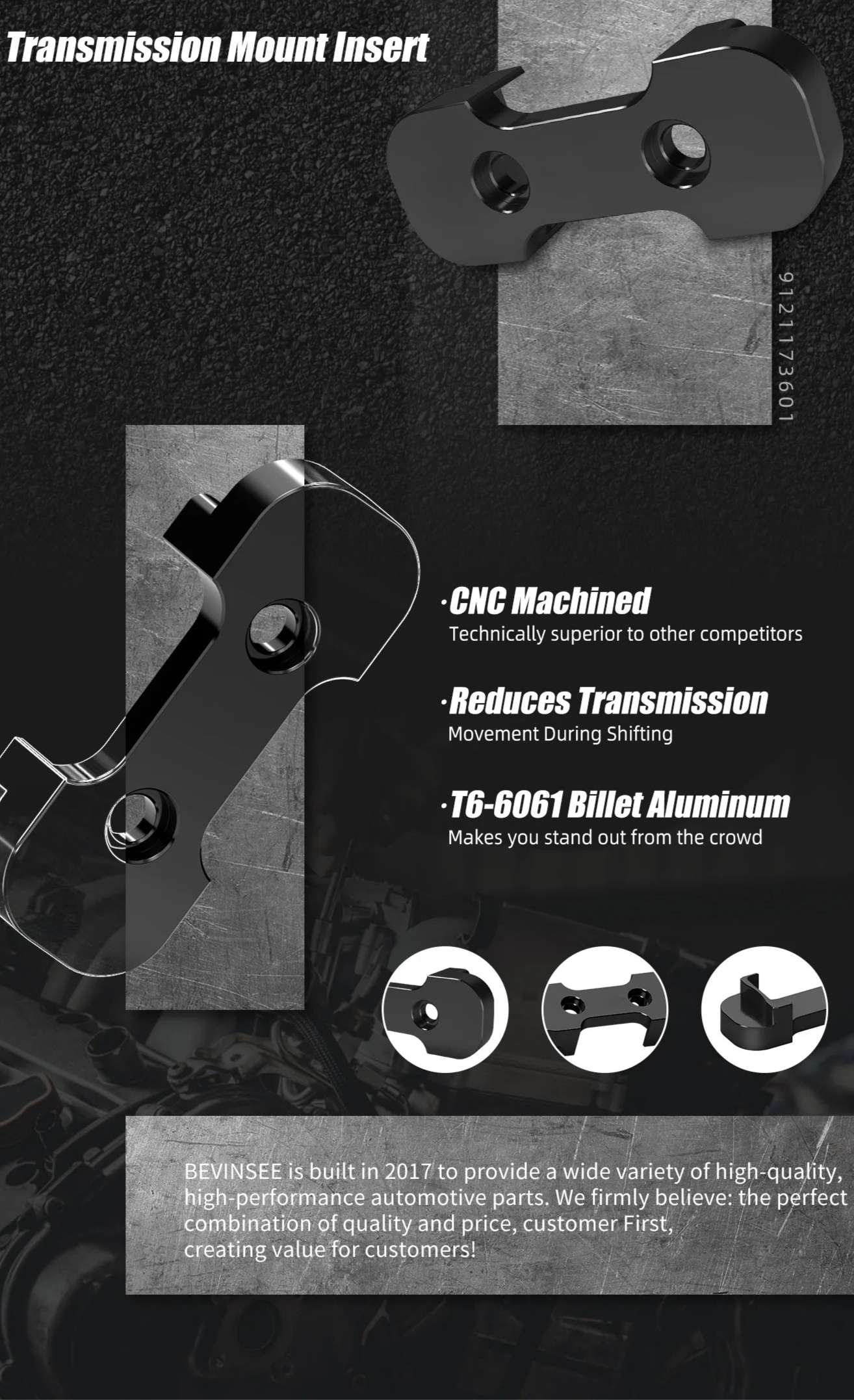 Aluminum Transmission Mount Insert for Audi B9 A4 A5 S4 S5 SQ5 Allroad 2.0T 3.0T TFSI